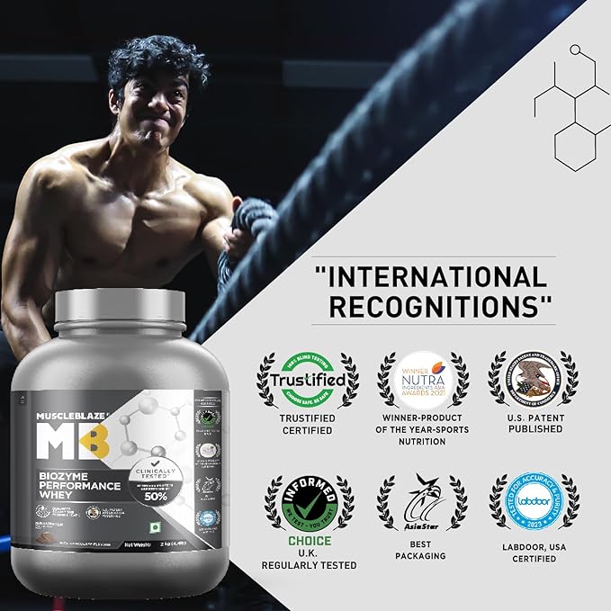 MuscleBlaze Biozyme Performance | Clinically Tested 50% Higher Protein Absorption | ( 2 kg / 4.4 lb)